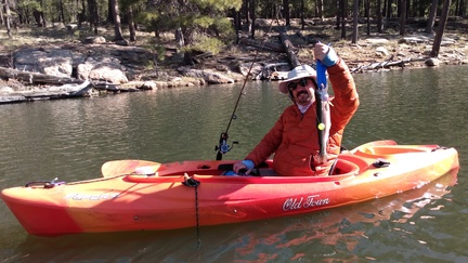Ben M. kayak fishing at Woods Canyon Lake 2022